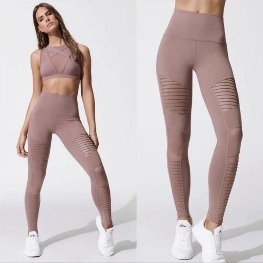 ALO YOGA High Waist Moto Legging Smoky Quartz Stretch Athlesure Athletic sz.XS